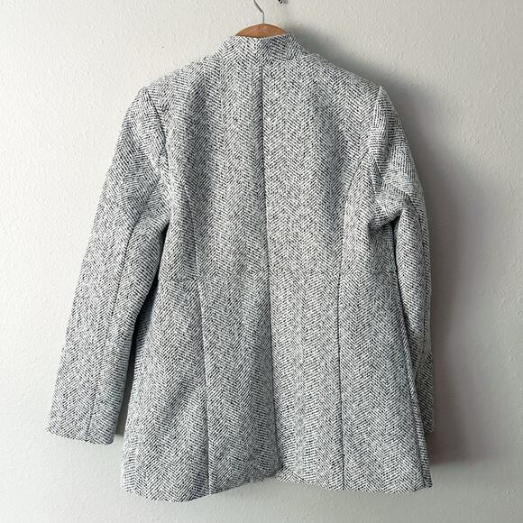 VICI Tayshia Pocketed Pale Gray Herringbone Open Front Jacket Women’s Size Small - Picture 10 of 14